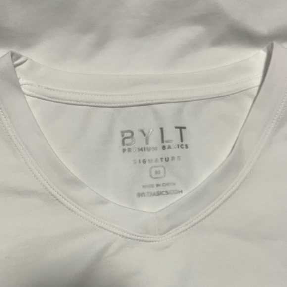Bylt Drop Cut Short Sleeve V-Neck Tee White Medium - Picture 4 of 5